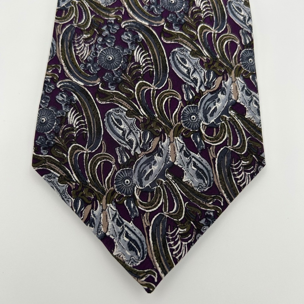 Alfani Tie Paisley Mens OS Purple Silk Vintage Professional Academic
